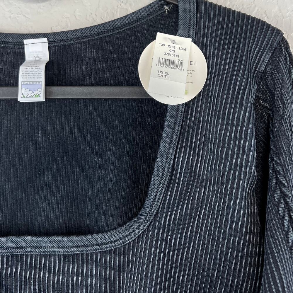 NWT Offline Aerie Seamless Cable Square Neck Long Sleeve T-Shirt XL True Black - Picture 5 of 7